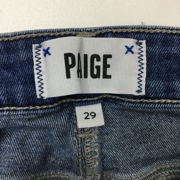 PAIGE Denim 5 Pocket Tawnie Destructed Wash Hoxton Ankle Raw Edge Hem Jeans - Picture 2 of 13